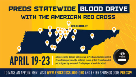 American Red Cross and Nashville Predator Blood Drives in April