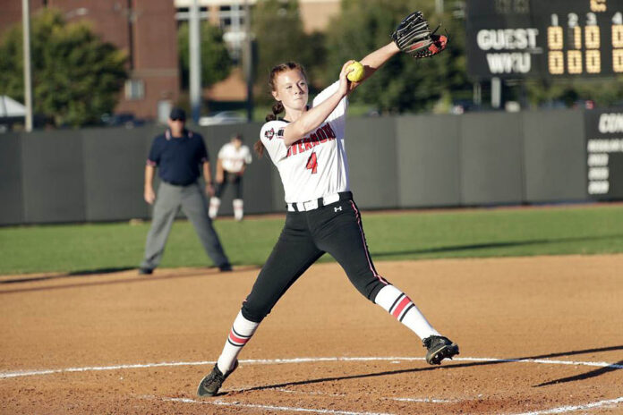 Austin Peay State University women's softball pitcher Jordan Benefiel was solid against Western Kentucky in Game1 of a doubleheader. The Govs won 5-1 in the first game before falling 4-1 in the second. (APSU Sports Information)