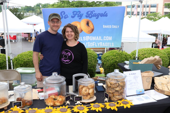 Drew Hoffamn and Melanie Hoffman of So Fly Bagels. (Mark Haynes, Clarksville Online)