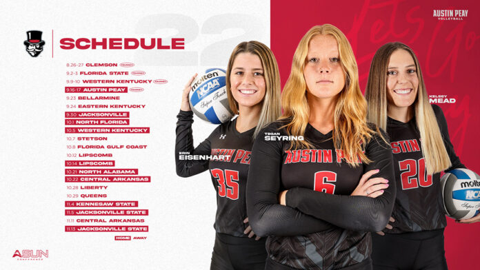 Austin Peay State University Volleyball announces 2022 and inaugural ASUN campaign. (APSU Sports Information)