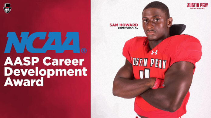 Austin Peay State University Football's Sam Howard earns AASP Career Development Award. (APSU Sports Information