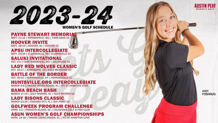 2023-24 Austin Peay State University Women's Golf Schedule. (APSU Sports Information)