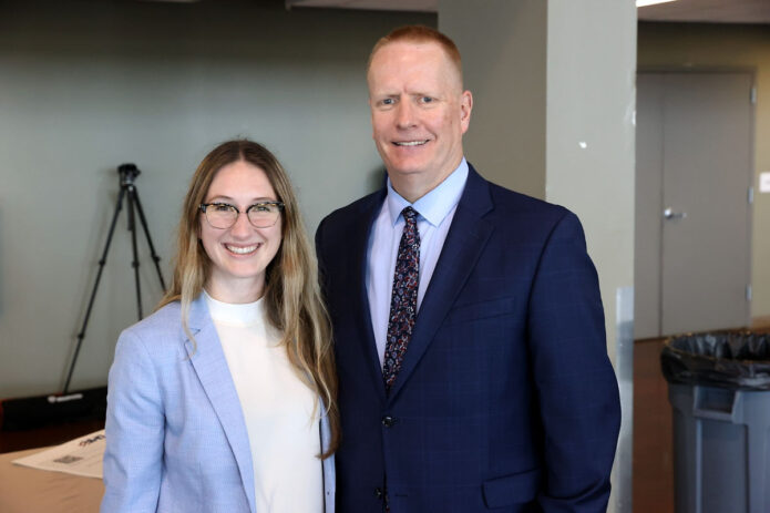 {L to R) Hannah McDuffy, Public Affairs Officer for VA Tennessee Valley Health Care System and TVHS Executive Director Dan Dücker. (Mark Haynes, Clarksville Online)