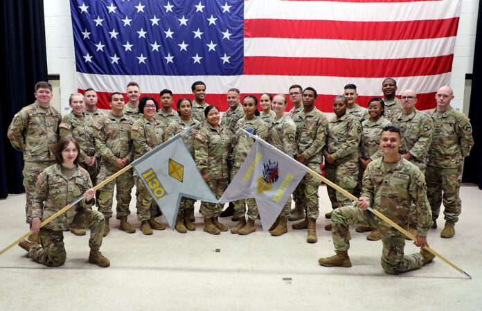 Soldiers from Nashville’s 1130th Finance Management Support Detachment pose for a photograph at the Tennessee National Guard’s Joint Forces Headquarters prior to departing Tennessee on Tuesday, September 5, on the first leg of a year-long deployment to the Middle East. (Lt. Col. Darrin Haas)