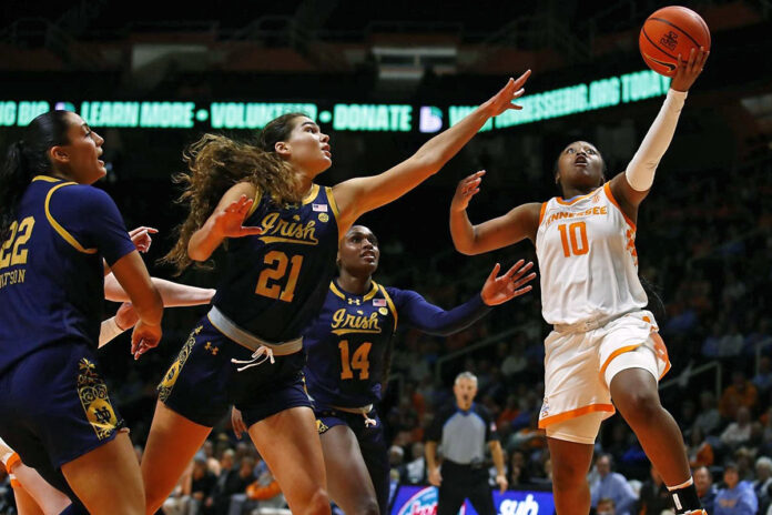 #20 Tennessee Lady Vols Basketball Falls To #18 Notre Dame at home, 74-69. (UT Athletics)