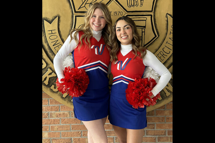 (L to R) Amy Eisemann and Zoe Brooks, Cheerleaders at Clarksville Academy.