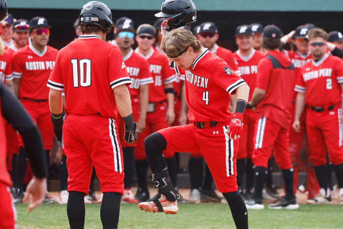 Austin Peay State University Baseball Govs Overpower Queens Royals to Open ASUN Series. (APSU Sports Information)