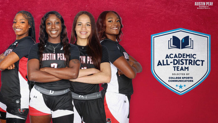 Four Austin Peay Sate University Women's Basketball Players Named to CSC Academic All-District Team. (APSU Sports Information)