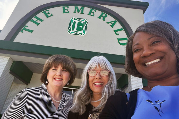 (L to R) Cynthia Pitts, Lisa Canfield and Stephanie Jenkins standing outside the Emerald Event Center in Clarksville TN.