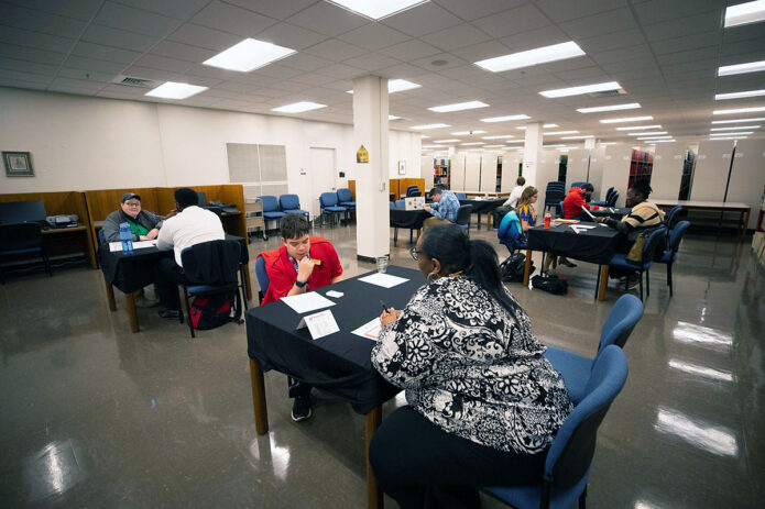 Austin Peay State University students engage with employers at the inaugural Reverse Career Fair, hosted by Full Spectrum Learning and the Student Disability Resource Center in February 2024. (Madison Casey, APSU)